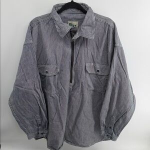NWOT Key work wear denim 1/4 zip railroad hickory stripe denim pullover top 3XLR